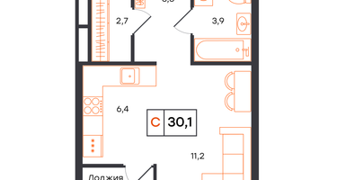 Студия, 30&nbsp;м²