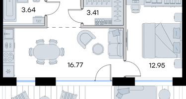 1-к. квартира, 46&nbsp;м²
