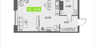 Студия, 32&nbsp;м²