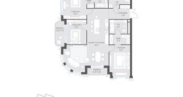 3-к. квартира, 127&nbsp;м²