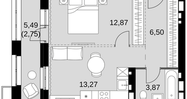 1-к. квартира, 40 м²