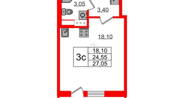 Студия, 24&nbsp;м²