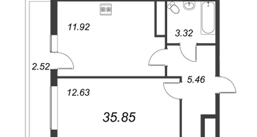 1-к. квартира, 33&nbsp;м²