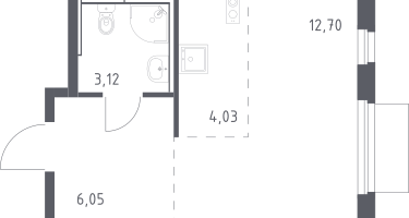 Студия, 26&nbsp;м²
