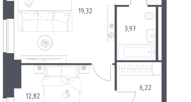 1-к. квартира, 46&nbsp;м²