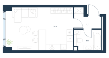 Студия, 29 м²