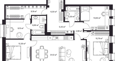 3-к. квартира, 116&nbsp;м²