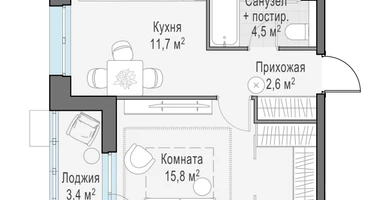 1-к. квартира, 36&nbsp;м²