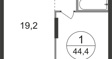 1-к. квартира, 44&nbsp;м²