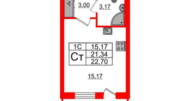 Студия, 21 м²