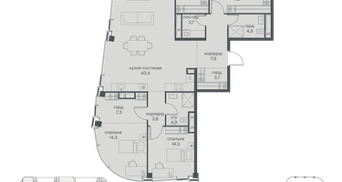 4-к. квартира, 164&nbsp;м²
