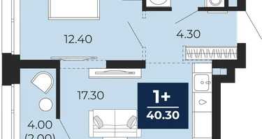 1-к. квартира, 38&nbsp;м²