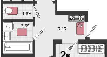 2-к. квартира, 72&nbsp;м²