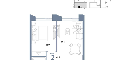 2-к. квартира, 41 м²