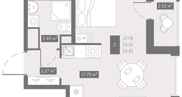 Студия, 24&nbsp;м²