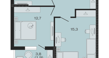 2-к. квартира, 56 м²