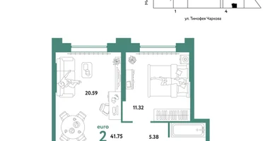 2-к. квартира, 41 м²