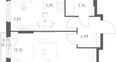 Студия, 39&nbsp;м²