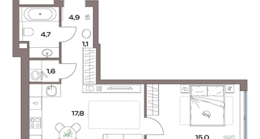 2-к. квартира, 45&nbsp;м²