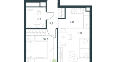 2-к. квартира, 33 м²