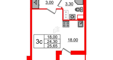 Студия, 24&nbsp;м²