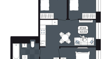 Студия, 62&nbsp;м²