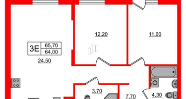 2-к. квартира, 65&nbsp;м²