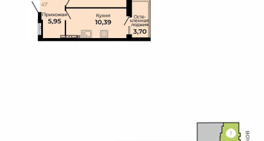 1-к. квартира, 36 м²