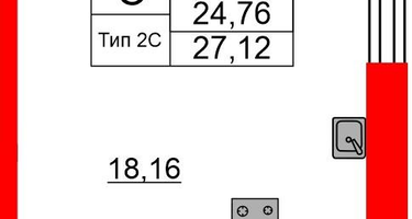 Студия, 24&nbsp;м²