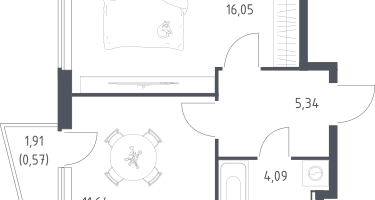 1-к. квартира, 37&nbsp;м²