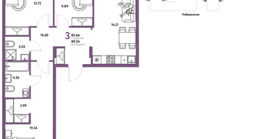 4-к. квартира, 85 м²