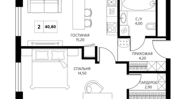2-к. квартира, 40 м²