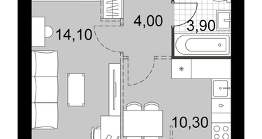 1-к. квартира, 32 м²