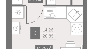 Студия, 21&nbsp;м²