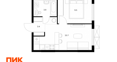 1-к. квартира, 32 м²
