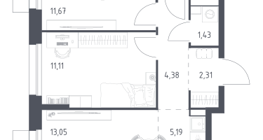 Студия, 52&nbsp;м²