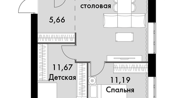 2-к. квартира, 53&nbsp;м²