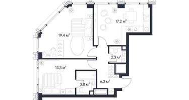 2-к. квартира, 62&nbsp;м²