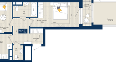2-к. квартира, 69 м²