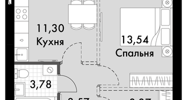 1-к. квартира, 34&nbsp;м²