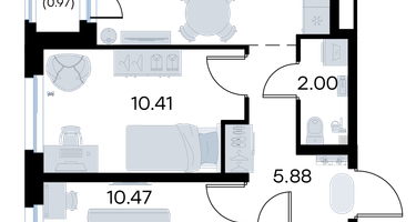 2-к. квартира, 44&nbsp;м²