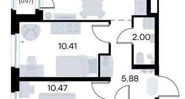 2-к. квартира, 44&nbsp;м²