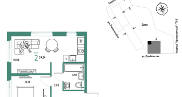 2-к. квартира, 39 м²