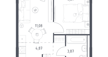 Студия, 33&nbsp;м²