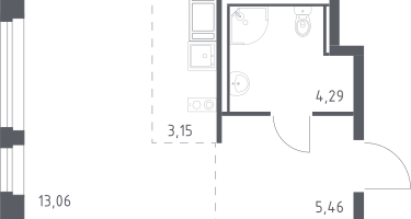 Студия, 25&nbsp;м²