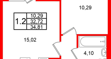 1-к. квартира, 32&nbsp;м²