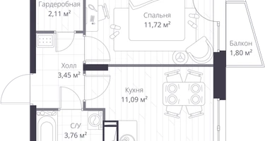 1-к. квартира, 33&nbsp;м²