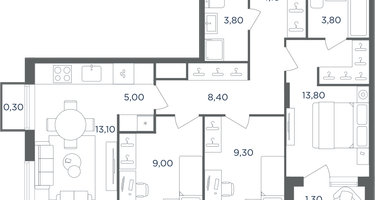 4-к. квартира, 70 м²