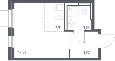 Студия, 22&nbsp;м²