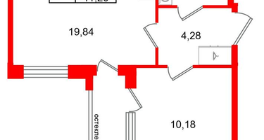 1-к. квартира, 38&nbsp;м²